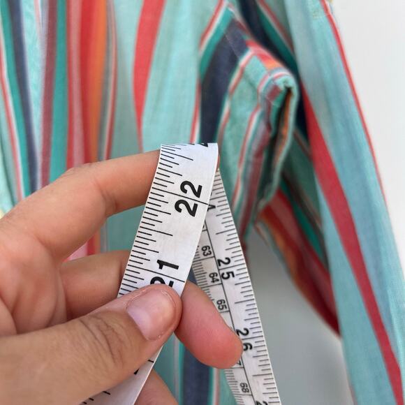 Vintage Ralph Lauren Women’s LRL Cotton Striped Button Down Shirt Large Teal - Picture 11 of 11